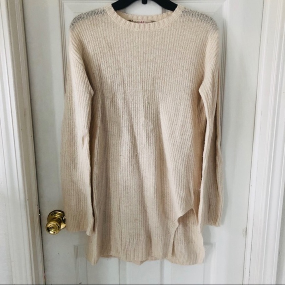 Chelsea & VIOLET cream tunic knit wool blend sweater Size XS